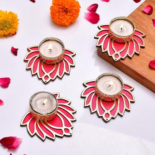 Traditional Lotus Candle Holder (Pack of 4)